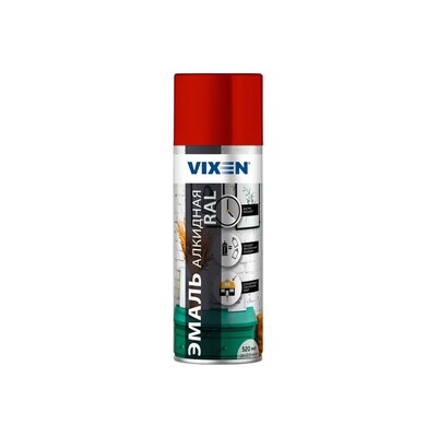 Эмаль алкидная красная 520мл. Vixen VX-13020 (RAL 3020)